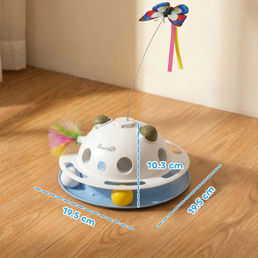 PawHut Interactive Cat Toy With Spinning Butterfly & Feathers